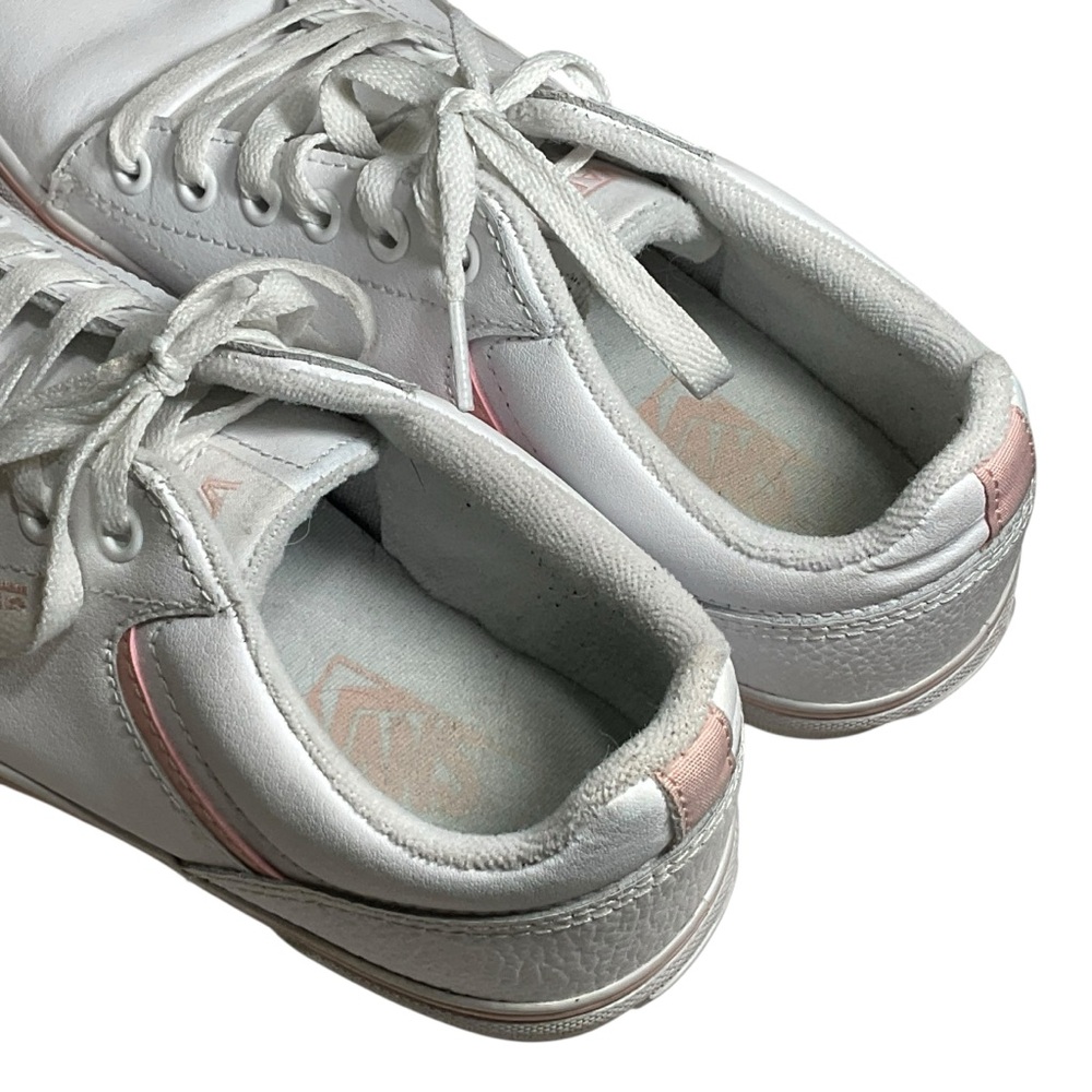 Vans Off The Wall women's white with pink leather sneakers. Size 9. - Picture 3 of 10